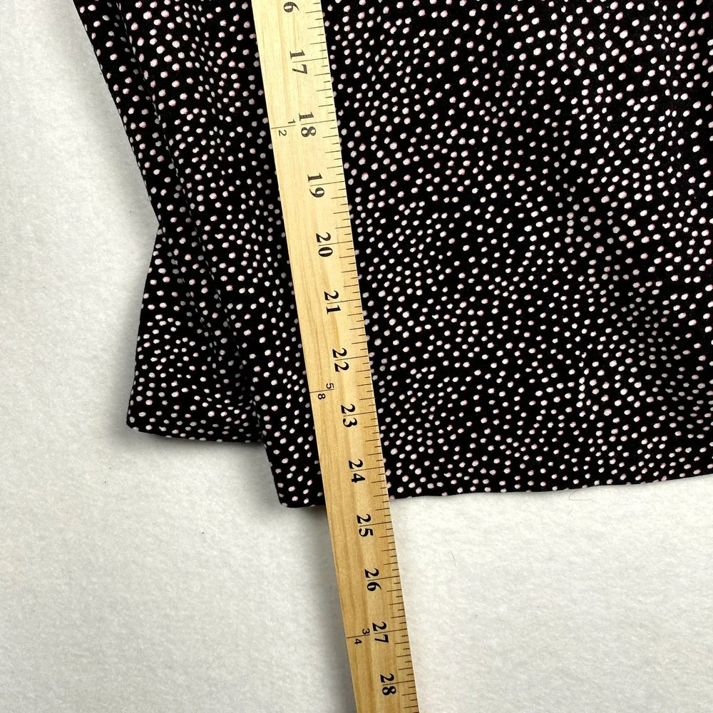 Express Sz M Women's Black Polka Dot Printed Top with Tie on‎ Back Short Sleeve - Picture 5 of 8